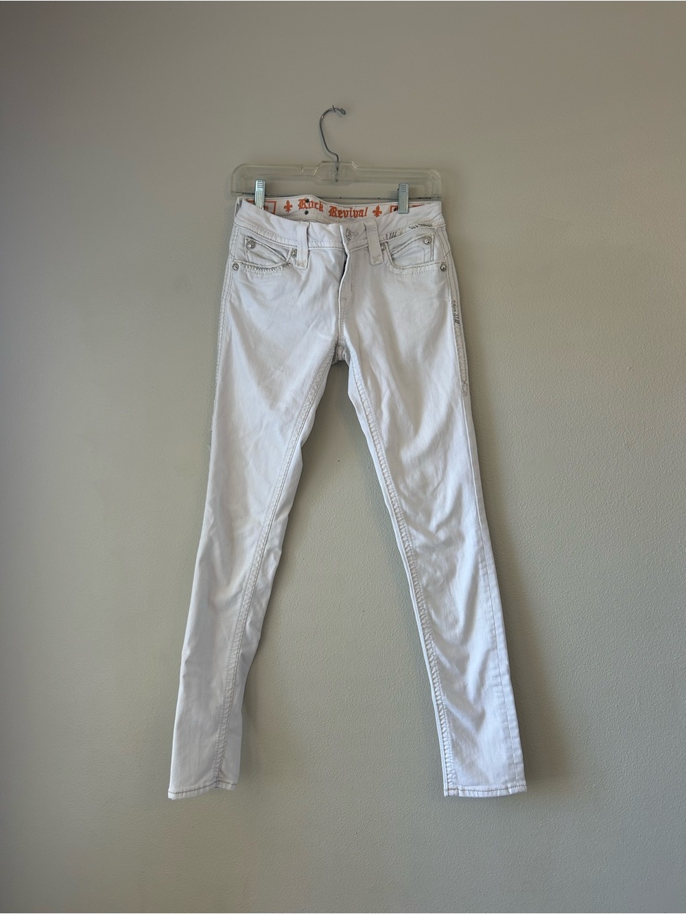 Rock Revival White Embellished Pocket Jeans